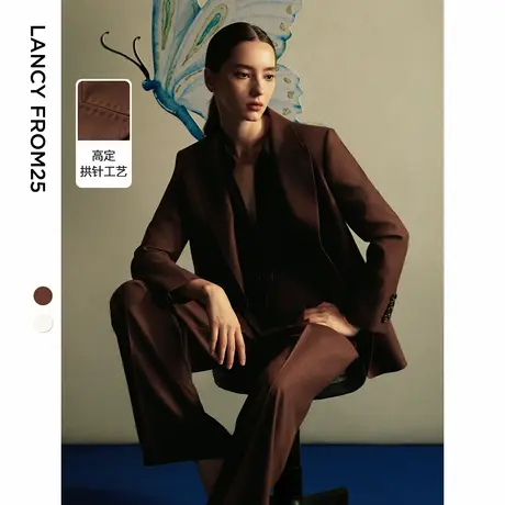 朗姿复古高级感职业通勤西服外套2025年春季新款设计感新年西装女图片
