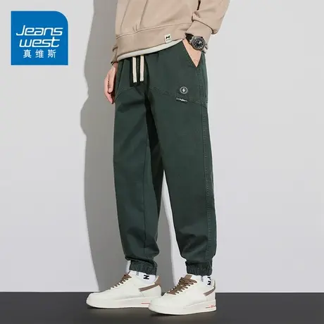 KZ真维斯春秋季宽松直筒休闲长裤束脚运动抽绳裤子男款2025年新款商品大图