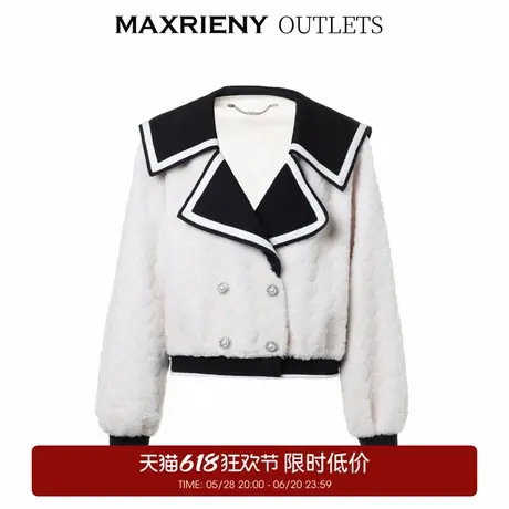 【奥莱】MAXRIENY复古学院风翻领毛呢羊毛外套截短款夹克图片
