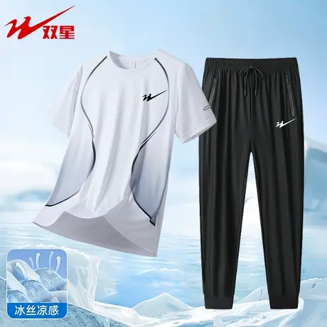 双星八特男装2025男士运动套装短袖速干休闲QL057-SX8311B-GYH商品大图