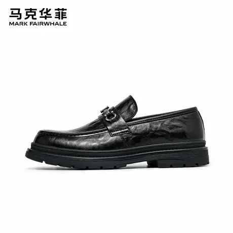 马克华菲休闲皮鞋男冬季2025年厚底乐福鞋男真皮懒人一脚蹬豆豆鞋商品大图
