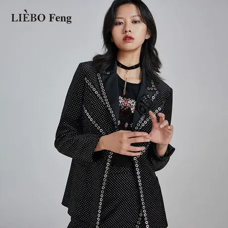 裂帛LIEBOFeng2023春季新商场同款国潮亮片闪钻刺绣西装图片