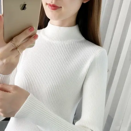 2023新款秋冬季设计感小众外穿内搭针织打底衫女士爆款半高领毛衣图片