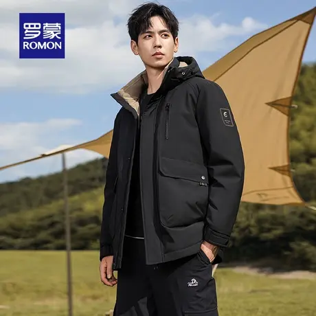 【石墨烯】罗蒙中长款休闲连帽羽绒服2025冬季新款防寒保暖外套男商品大图