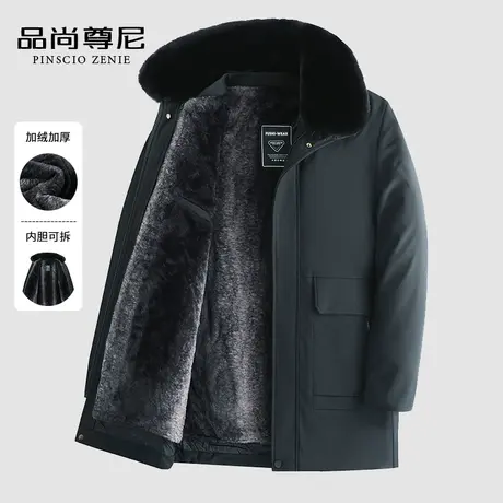 老年人冬装男可拆卸内胆大毛领中长款棉袄外套厚大码加绒爸爸棉衣商品大图