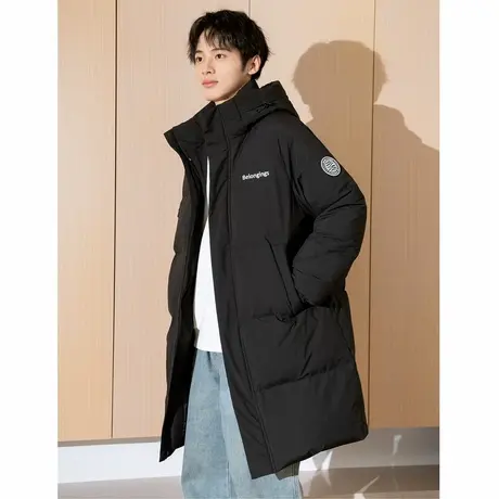 唐狮冬季新款男羽绒服中长款连帽宽松白色保暖厚外套休闲潮流TD商品大图