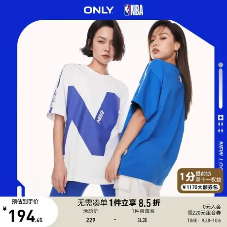 ONLY奥莱2023春夏新款NBA联名撞色LOGO宽松落肩袖短袖T恤女商品大图