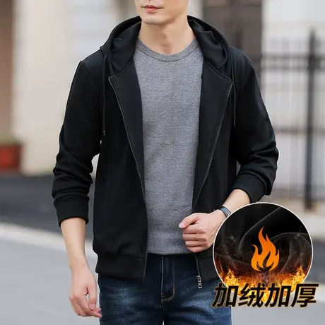 高端卫衣男秋冬款连帽保暖外套宽松大码厚款冬季加绒男士秋装上衣商品大图