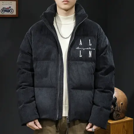 新国标80鸭绒羽绒服男冬季2023新款面包潮牌大码男士外套短款立领商品大图