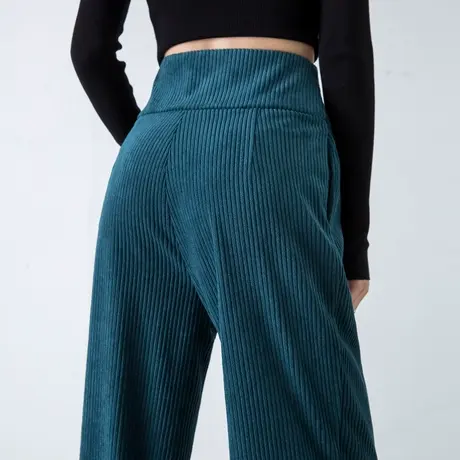 灯芯绒女裤秋冬裤子女款女士加厚加绒条绒休闲裤垂感阔腿裤糯米裤商品大图