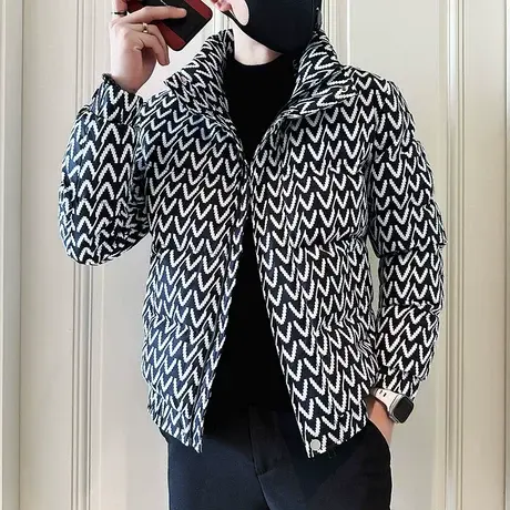 男士冬季外套潮牌痞帅加厚立领花色棉服2023新款休闲冬装短款棉袄图片