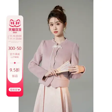 韩语琳新中式外套女2023新款爆款秋季高级感气质百搭秋冬短款上衣图片