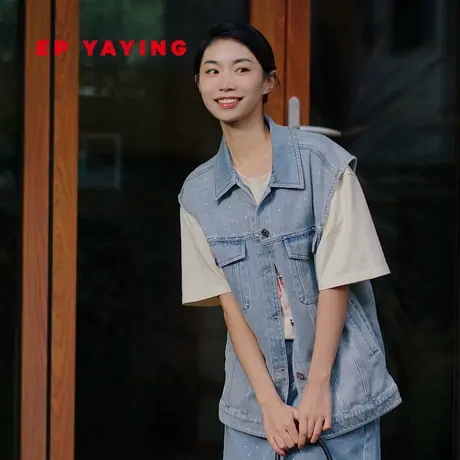 EP YAYING雅莹女装 休闲直筒棉质牛仔马甲 商场同款1006A商品大图