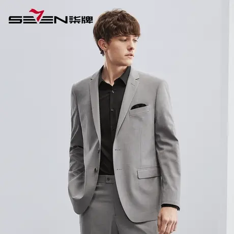 【含莱赛尔桑蚕丝】柒牌西服套装男商务正装新郎结婚礼服两件套图片