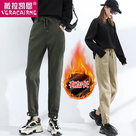 加长牛仔裤女宽松老爹2022年秋冬新款大码加绒高腰显瘦高个子女裤图片