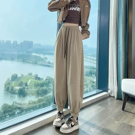 束脚运动裤女哈伦裤子春秋新款高腰显瘦宽松卫裤小个子休闲灯笼裤商品大图