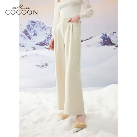 MISSCOCOON23秋冬新款经典高腰显瘦灯芯绒加厚垂坠感阔腿休闲裤图片