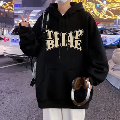 纯棉重磅连帽卫衣男春秋季美式潮牌帽衫设计感oversize外套上衣服商品大图