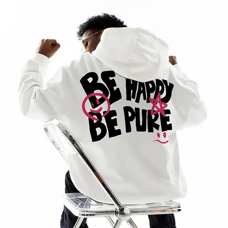 美式街头嘻哈字母卫衣男潮连帽加绒加厚春秋款加肥加大外套男款潮商品大图