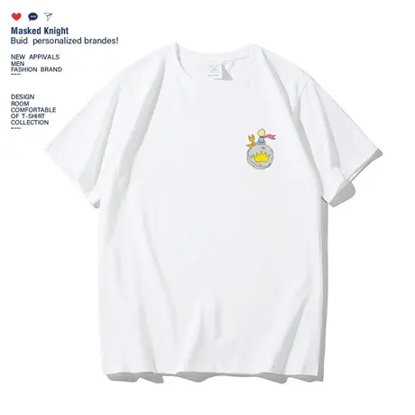 2023夏季小清新款港风潮牌卡通情侣装t恤男短袖学生宽松半袖体恤商品大图