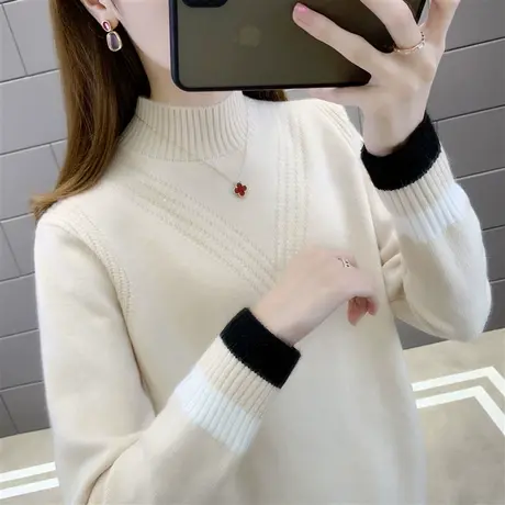 女士半高领毛衣女内搭加厚2022年新款外穿洋气打底衫女秋冬百搭潮图片