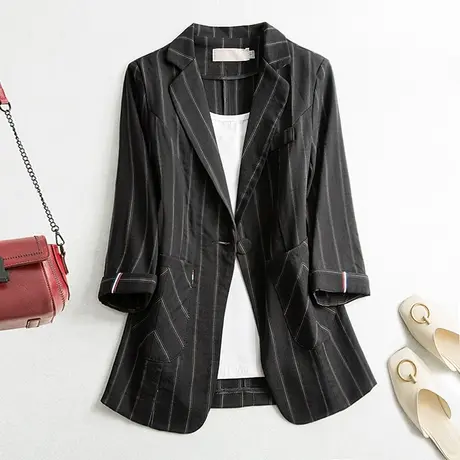 2025春季新款小西装外套女薄款七分袖西服韩版修身小个子短款上衣商品大图