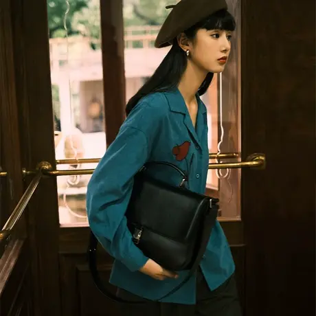 omont蛋挞家 复古港风古巴领长袖衬衫秋季设计感小众气质衬衣商品大图