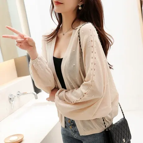 冰丝针织开衫女夏季短款外搭新款很仙的宽松薄款防晒衣服外套商品大图