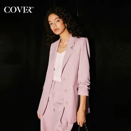COVER秋季柔软花纱仿麻抗皱西装外套商品大图