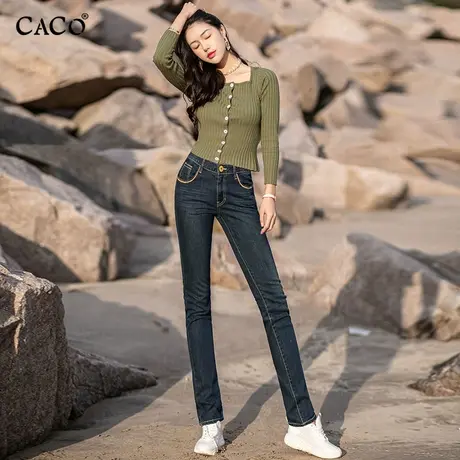 小直筒牛仔裤女高腰2025春款修身显瘦设计感长裤蓝黑色时尚窄版商品大图
