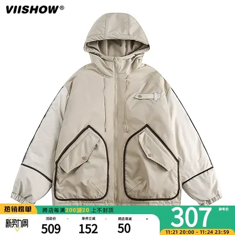 VIISHOW日系复古拼接大口袋工装棉服冬季加厚外套青少年学生棉服图片