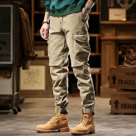 美式复古男裤休闲裤多口袋束脚工装裤男时尚潮流百搭裤子男款商品大图