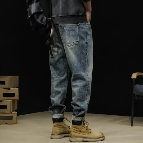 美式复古牛仔裤男士潮牌秋冬款直筒宽松大码男裤2023新款裤子秋季商品大图