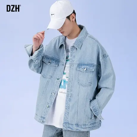 DZH男士牛仔夹克休闲外套男春秋潮牌男装秋季新款秋装上衣牛仔衣商品大图