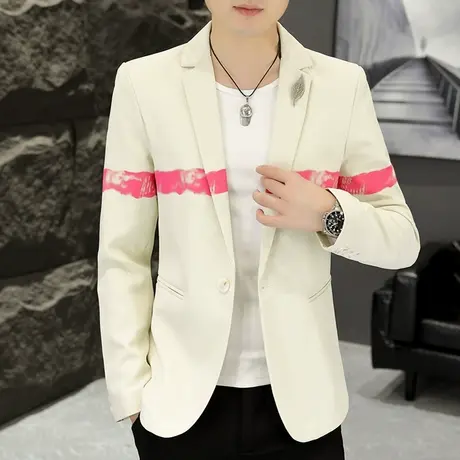 韩版潮流ins西服秋季男士单西发型师拼色小西装潮牌帅气秋装外套商品大图