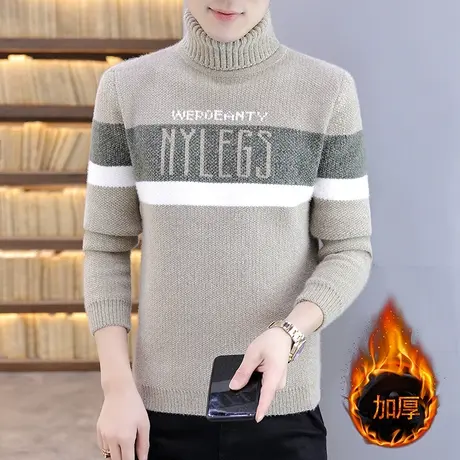 男士毛衣可翻高领男装上衣服潮流修身加厚线衣针织衫保暖打底衫男图片