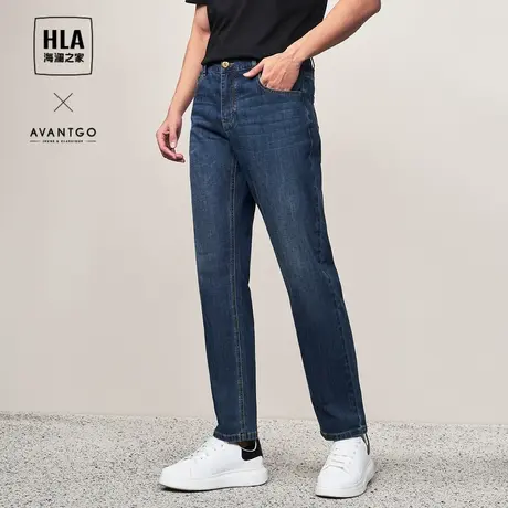 HLA/海澜之家轻商务经典牛仔裤24春夏季新款水洗凉感直筒裤子男士商品大图