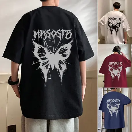 纯棉宽松短袖T恤男夏季2025新款薄款透气oversize半袖休闲体恤衫商品大图