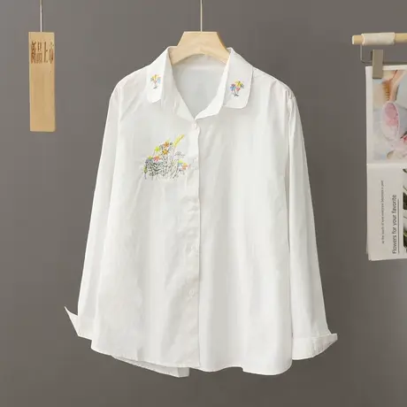 春季2024新款内搭白色衬衫女春秋简约纯棉长袖打底衫衬衣叠穿上衣图片