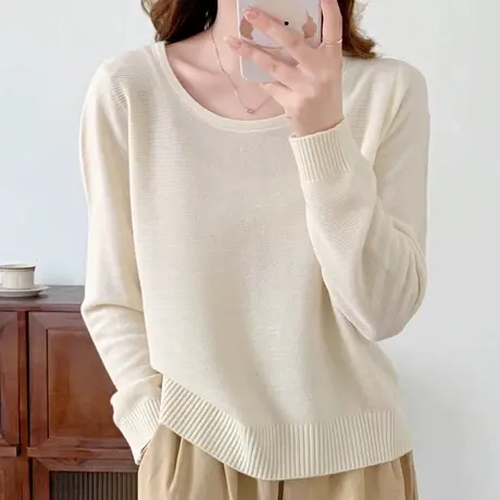 春装2024早春新款宽松薄款针织衫女毛衣外穿初春穿搭时尚洋气打底商品大图