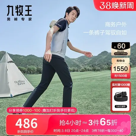 [专柜同款]九牧王城市户外高端休闲裤春夏季弹力抗皱防晒舒适男裤商品大图