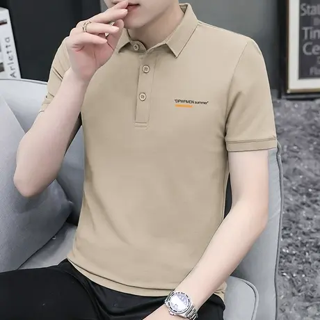 短袖t恤男polo衫潮牌翻领珠地棉冰丝凉感有领上衣服保罗夏季半袖商品大图