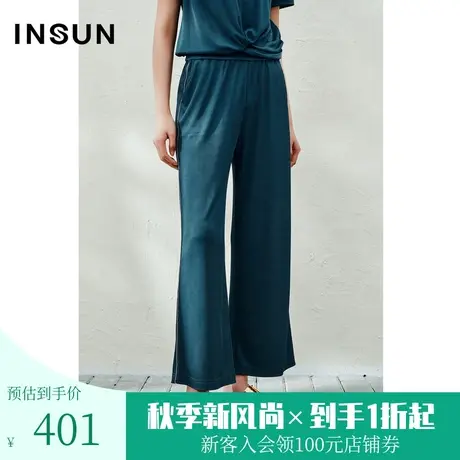 恩裳2023夏季新款舒适醋酸轻薄垂顺休闲裤简约宽松直筒裤图片