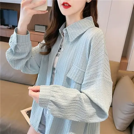 户外骑车衬衫防晒衣女夏季韩版宽松大码冰丝薄款透气开衫罩衫外套图片