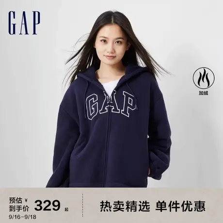 Gap女装秋冬2023新款LOGO珊瑚绒运动卫衣807025美式连帽衫图片
