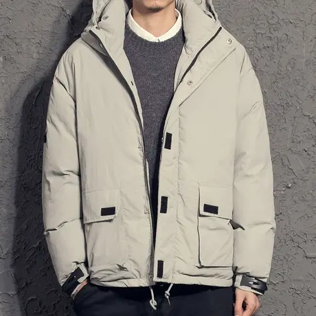 奕飏冬装2020新款连帽宽松棉衣男 日系撞色加厚外套工装棉服男潮图片