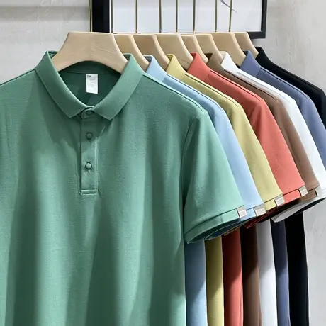 夏季保罗polo衫翻领短袖t恤男装白色上衣潮流有领半袖带领体恤男商品大图