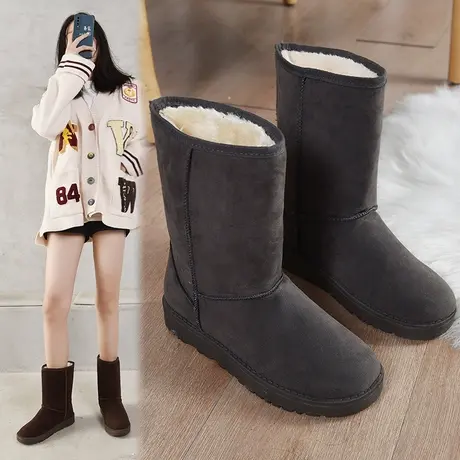 高筒靴子冬季棉鞋女平底韩版厚底防滑雪地靴女新款学生棉鞋2023潮图片