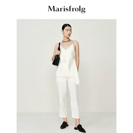 【轻礼系列】玛丝菲尔时尚气质百搭肌理荷叶边下摆吊带礼服上衣女图片