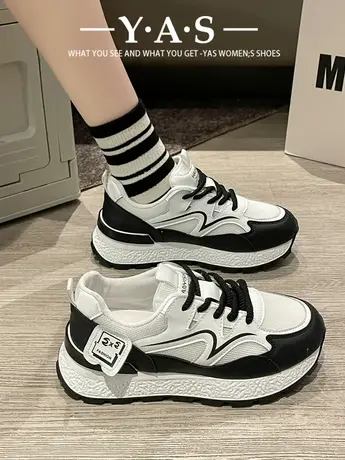 厚底女鞋2024爆款春秋轻便运动老爹鞋女款显脚小显瘦网面舒适炸街图片